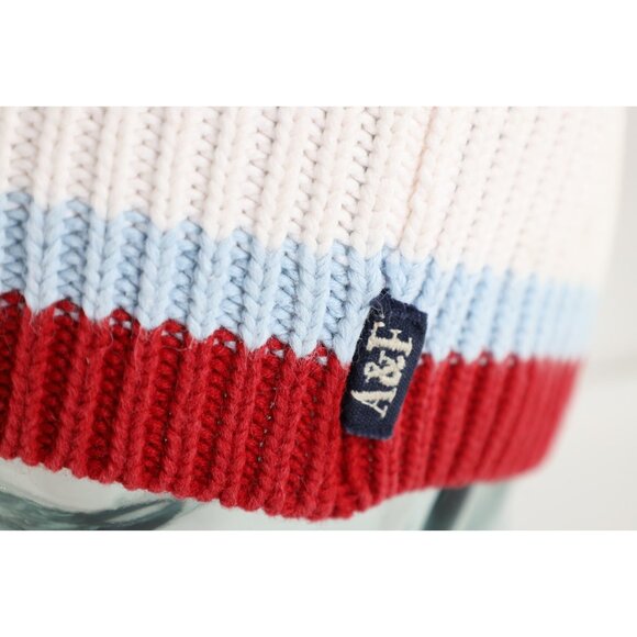 Vtg 90s Y2K Abercrombie & Fitch Babydoll Striped Ribbed Knit Winter Beanie Women main image 4